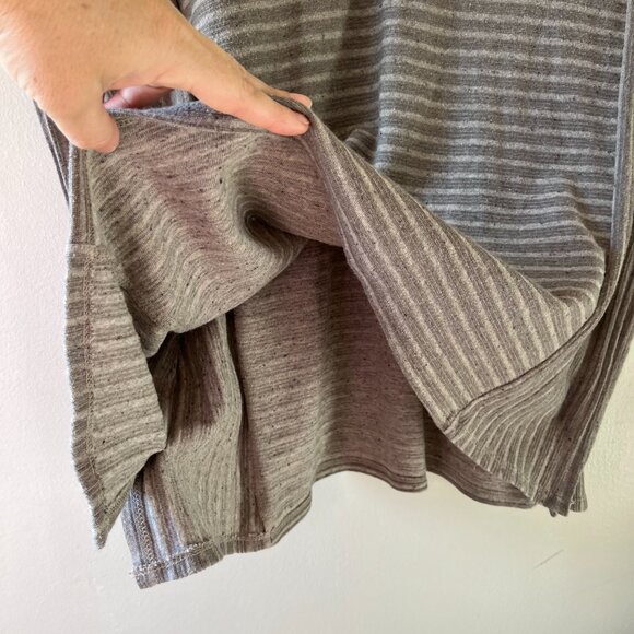 J.Jill Pure Jill Sz L Striped Poncho Pullover Heather Brown V Neck Kimono Sleeve - Picture 5 of 9